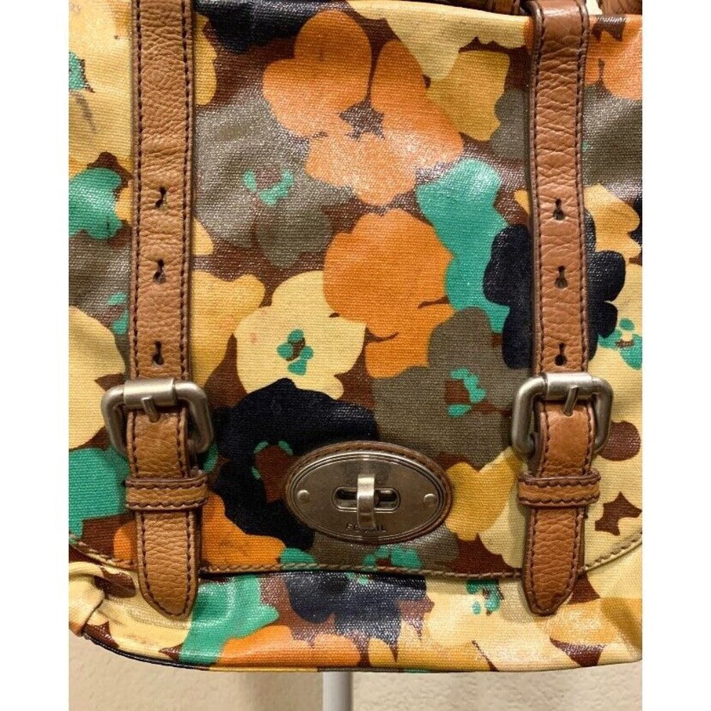 Fossil Key Per Vintage Coated Canvas Floral Print… - image 3